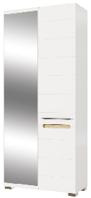 Шафа Б'янко 2Д з дзеркалом 1850х800х400мм білий глянець + дуб сонома Світ Меблів