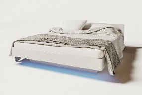 Ліжко Б'янко 160 880х1650х2065мм білий глянець + дуб сонома Світ Меблів