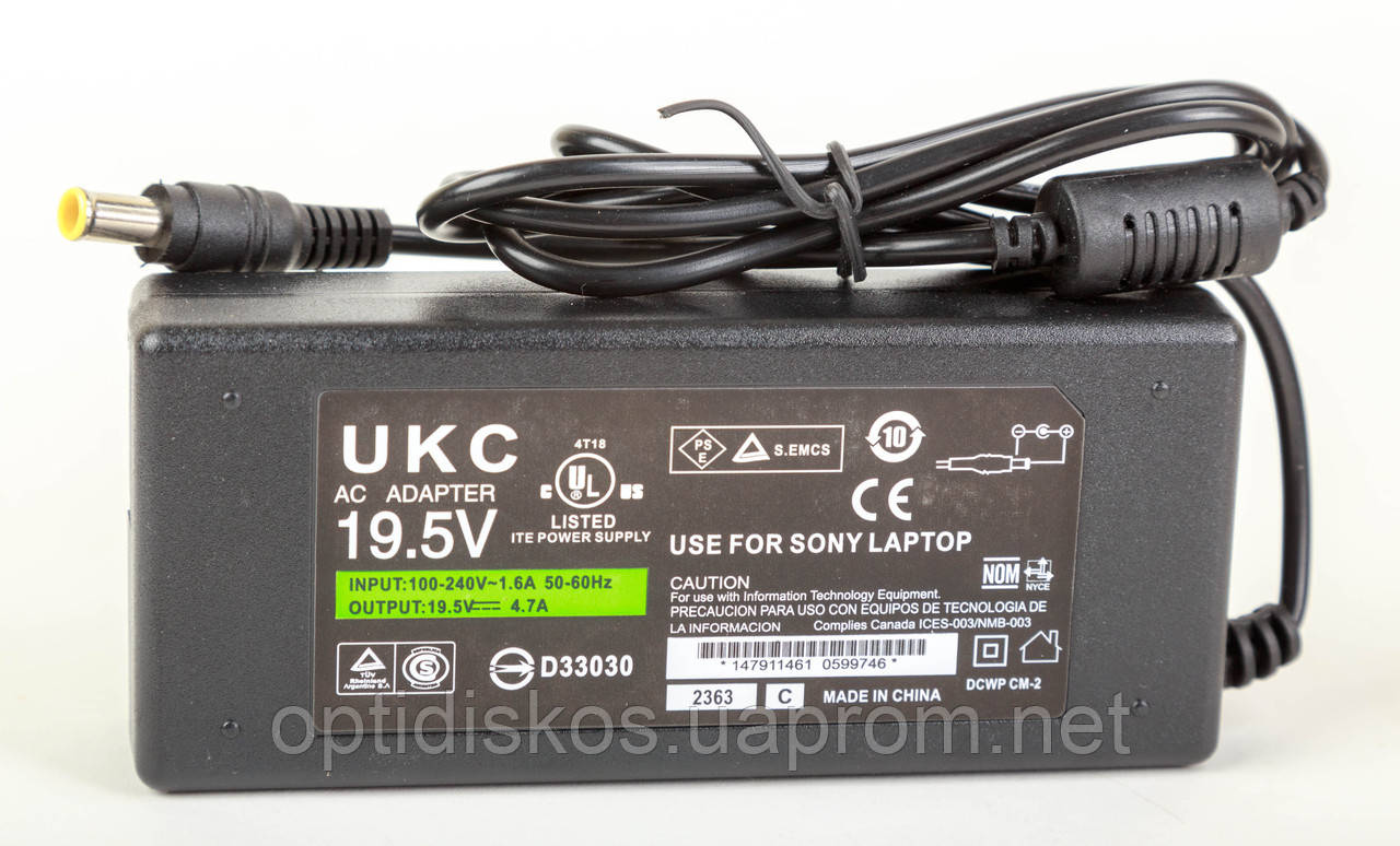Сетевой адаптер питания UKC для ноутбуков Sony, 19V, 4,74A, 6,0x4.4Нет в наличии