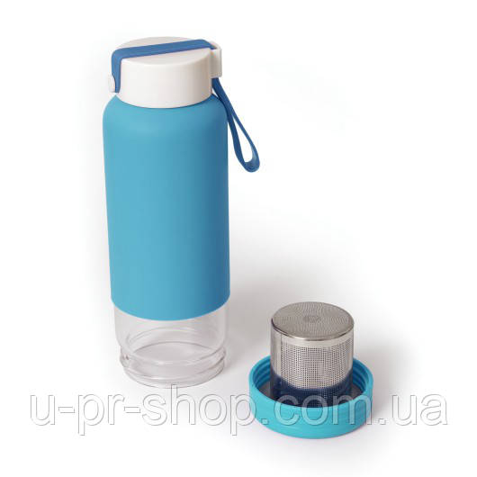 Бутылочка-заварник стеклянная с покрытием soft-touch и ситечком