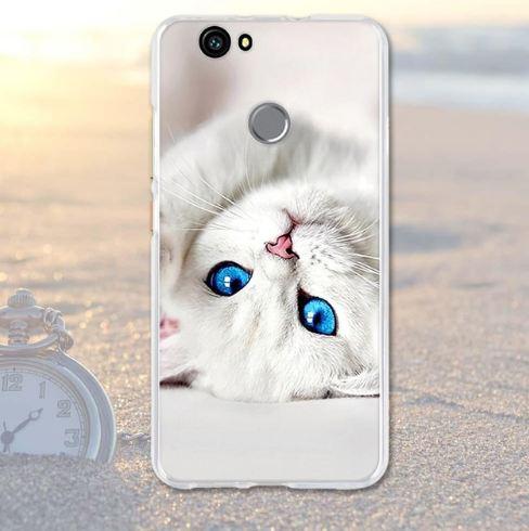 

Панель накладка силиконовая для Huawei Nova с картинкой белая кошечка, Разные цвета
