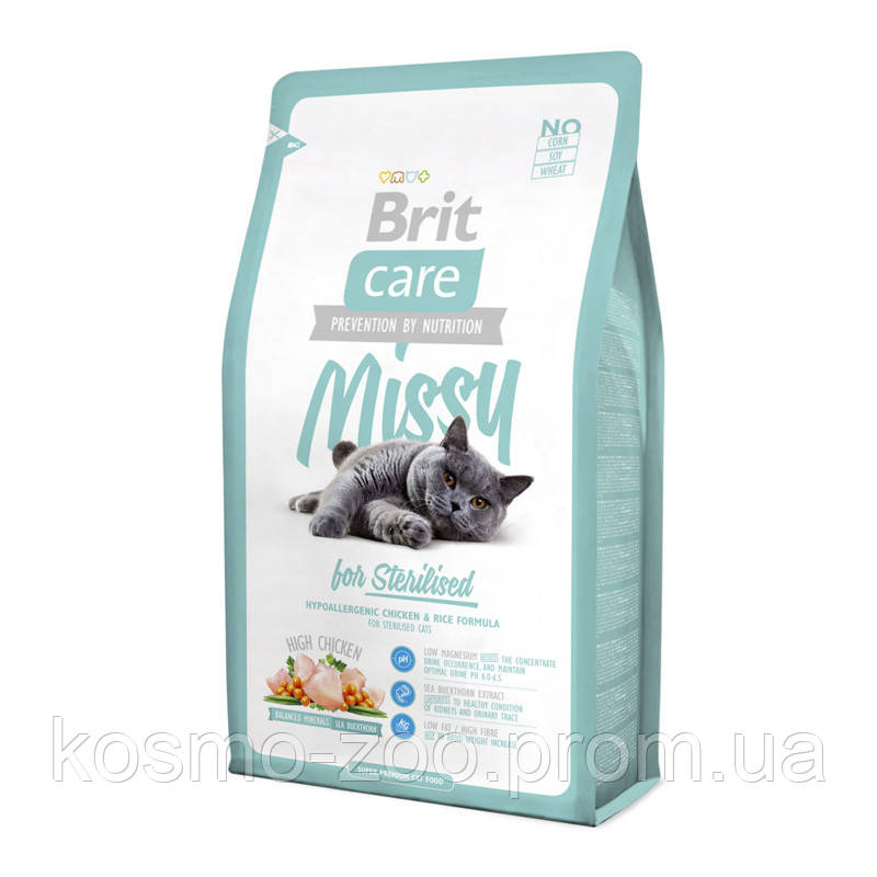 Сухой корм Brit Care Missy (Брит Кеа Мисси) курица и рис для стерилизованных кошек и кастрированных котов, 7кг
