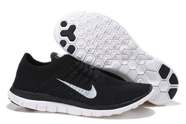 Nike Free 4.0 Flyknit Running Shoes Black White