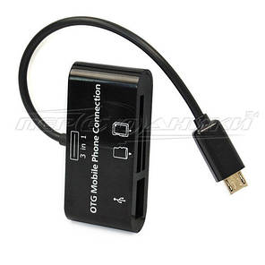 Кабель OTG USB - micro USB + Hub SD SDHC TF Card Reader, фото 2