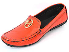 Шкіряні мокасини жіноче взуття великих розмірів Ornella BS Orange by Rosso Avangard колір помаранчевий 
