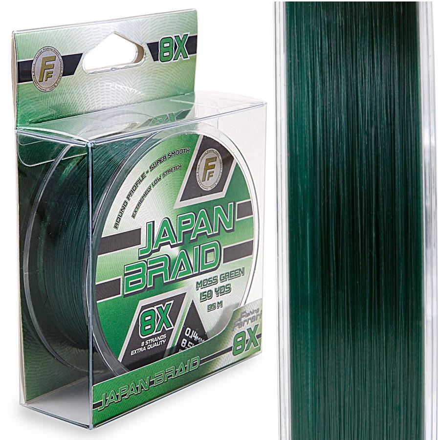 

Шнур Lineaeffe FF Japan Braid 8X Moss Green 135м/150yds 0.10мм FishTest-6.00кг, Темно-зеленый