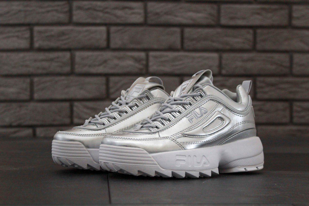 fila disruptor metallic silver