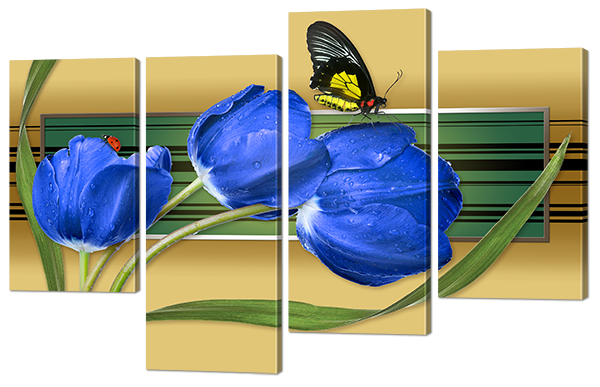 Модульная картина Тюльпаны синие