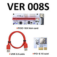 PCI express, PCI-e riser райзер 1X на 16X с помощью USB 3.0 кабеля длиной 50см., BTC VER 008S, фото 1