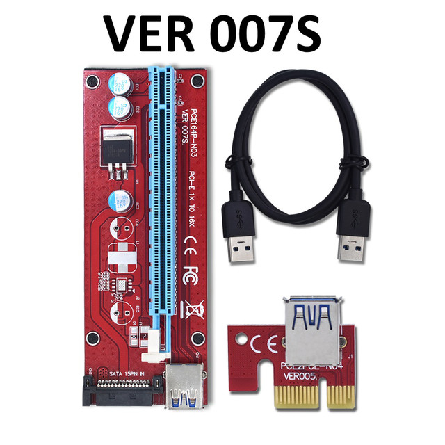 PCI express, PCI-e riser райзер 1X на 16X с помощью USB 3.0 кабеля длиной 50см., BTC VER 007S