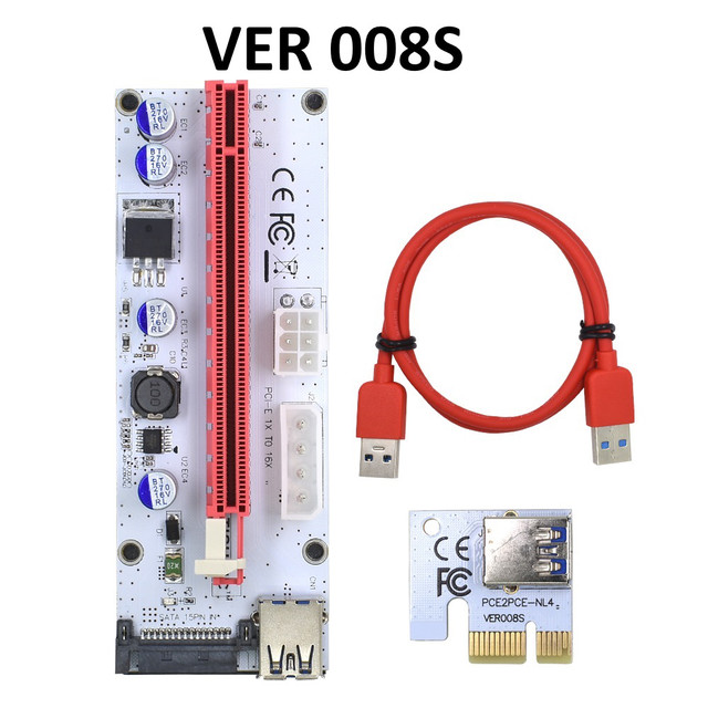 PCI express, PCI-e riser райзер 1X на 16X с помощью USB 3.0 кабеля длиной 50см., BTC VER 008S