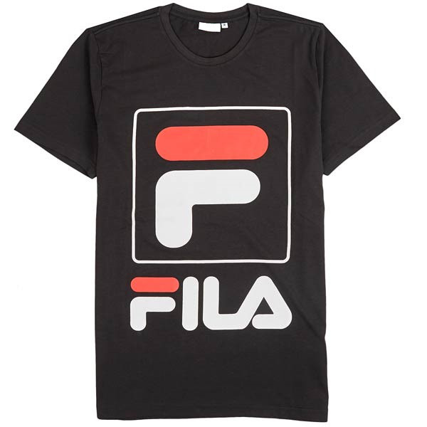 

Футболка Fila New Wave черная с логотипом, унисекс (мужская, женская, детская)