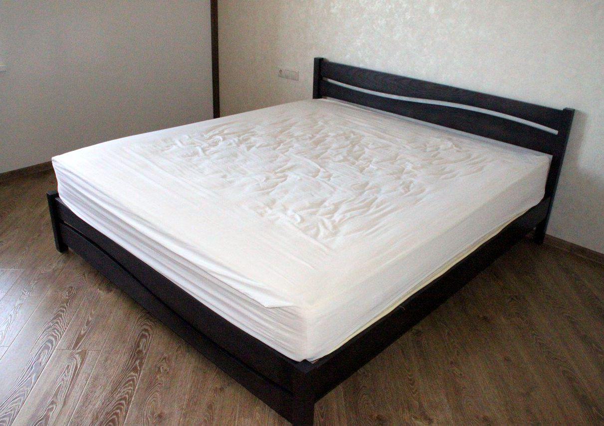 Кровать двуспальная из массива сосны Волна 160х200 Микс мебель, цвет темный орех