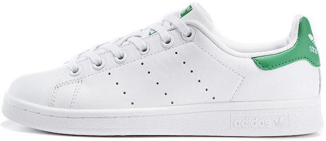 

Adidas Stan Smith White/Green | кроссовки-кеды женские и мужские; кожаные; белые с зеленым 6.5us - 37eur - 23.5cm, Белый