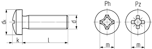 Описание: Винт с закругленной цилиндрической головкой с крестообразным шлицем DIN 7985 (ISO 7045, ГОСТ 17473-80). Чертёж