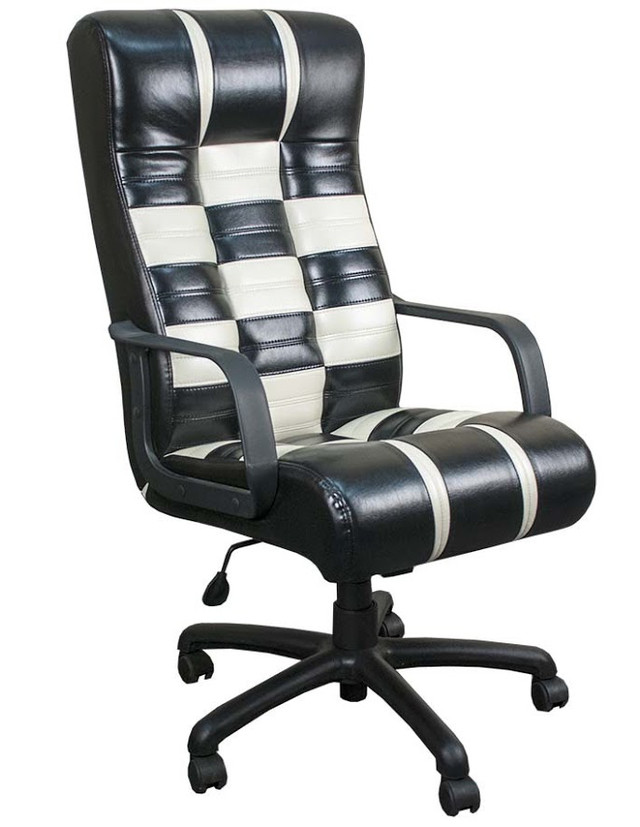 Кресло Chess пластик, кожзам Ecosoft черный с белым квадраты