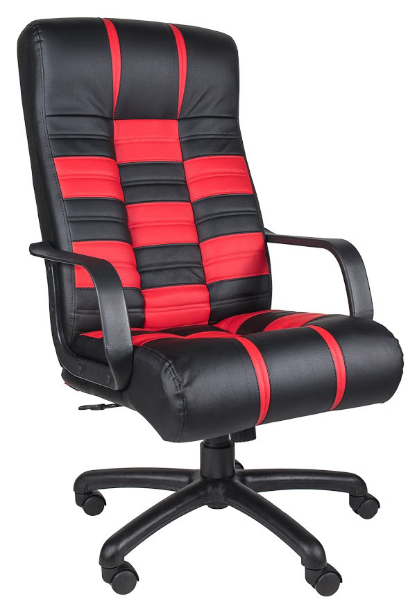 Кресло Chess пластик, кожзам Ecosoft черный с красным квадраты