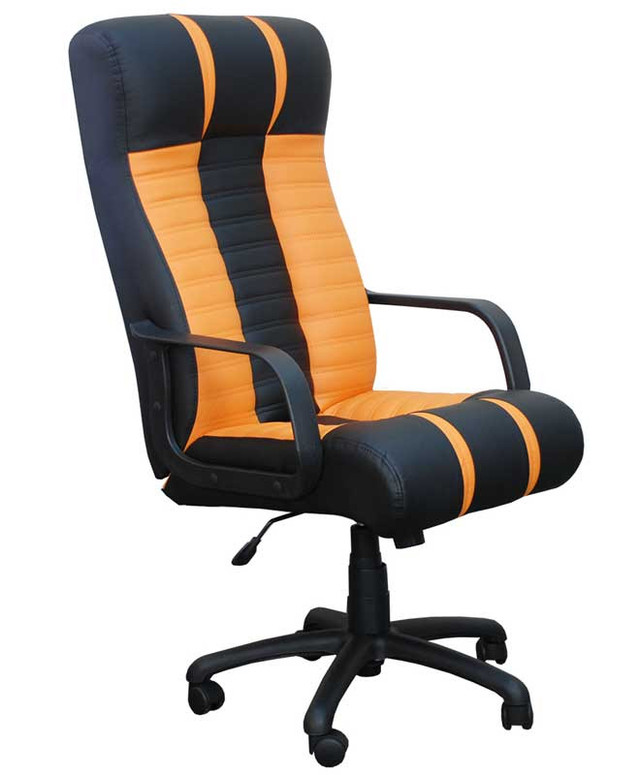 Кресло Bright комби пластик, Кожзам ECOSOFT черный с оранжевым