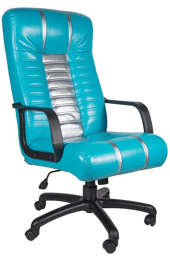 Кресло Bright комби пластик, Кожзам RAINBOW голубой с серебром