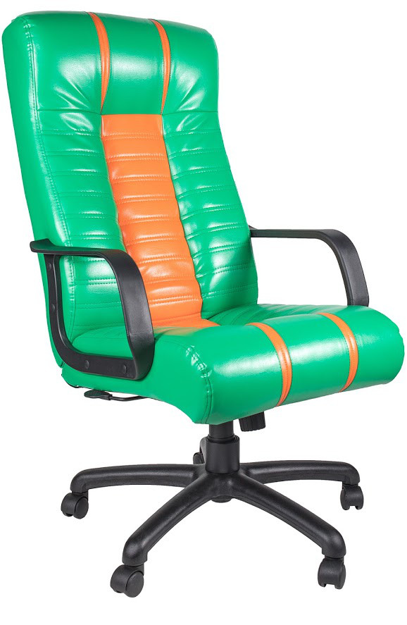Кресло Bright комби пластик, Кожзам RAINBOW еленый с оранжевой вставкой