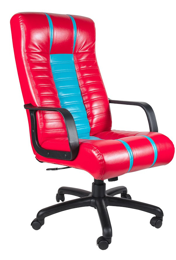 Кресло Bright комби пластик, Кожзам RAINBOW красный с голубым