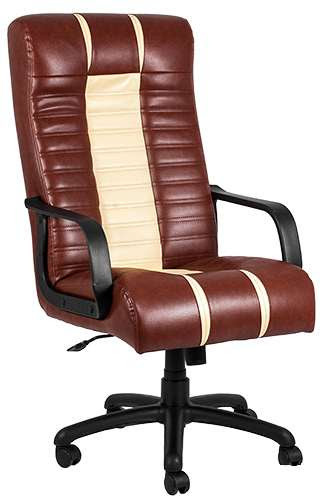 Кресло Bright комби пластик, Кожзам Ecosoft коричневый с бежевым