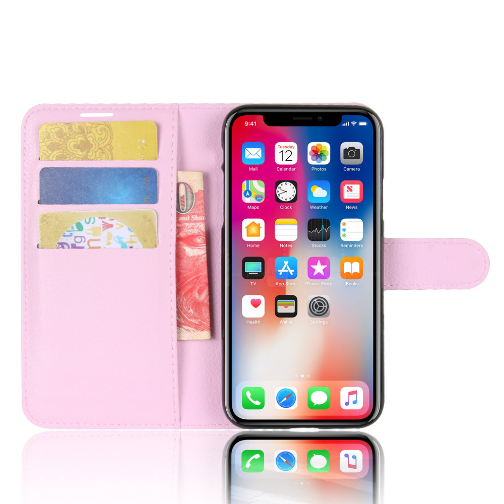 

Чехол книжка Lichee для Apple iPhone X (9 цветов) розовый