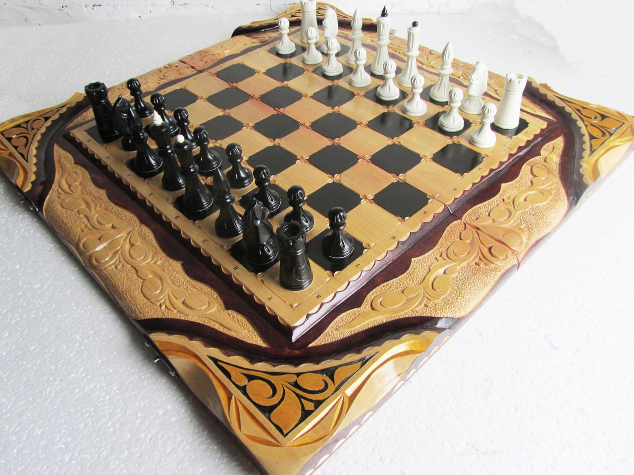 Эксклюзивные шахматы с нардами ручной работы,замки,петли с гравировкой