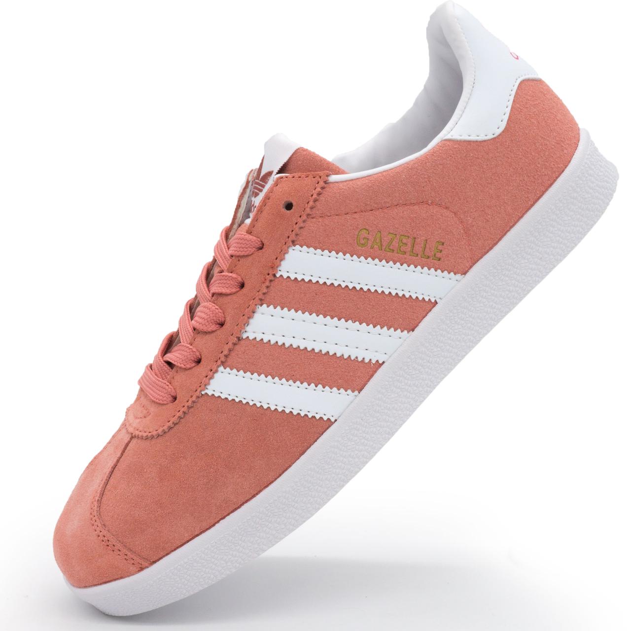 

Женские кроссовки Adidas Gazelle цвета персик, замша р.(36)