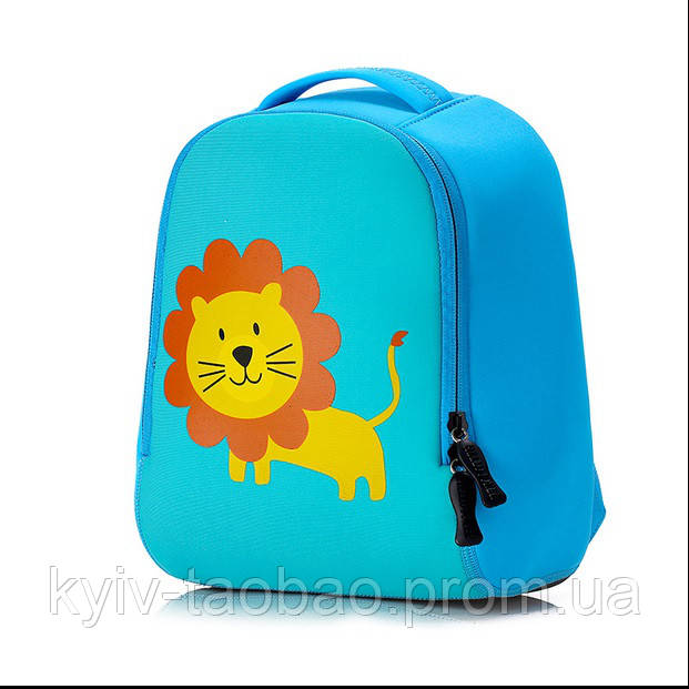  Детский неопреновый рюкзак "Розовый зайка" голубой лев  