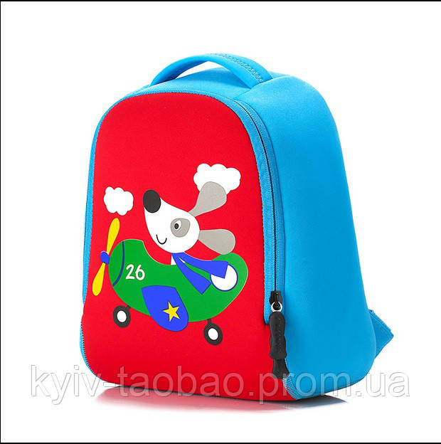  Детский неопреновый рюкзак "Розовый зайка" голубой щенок  