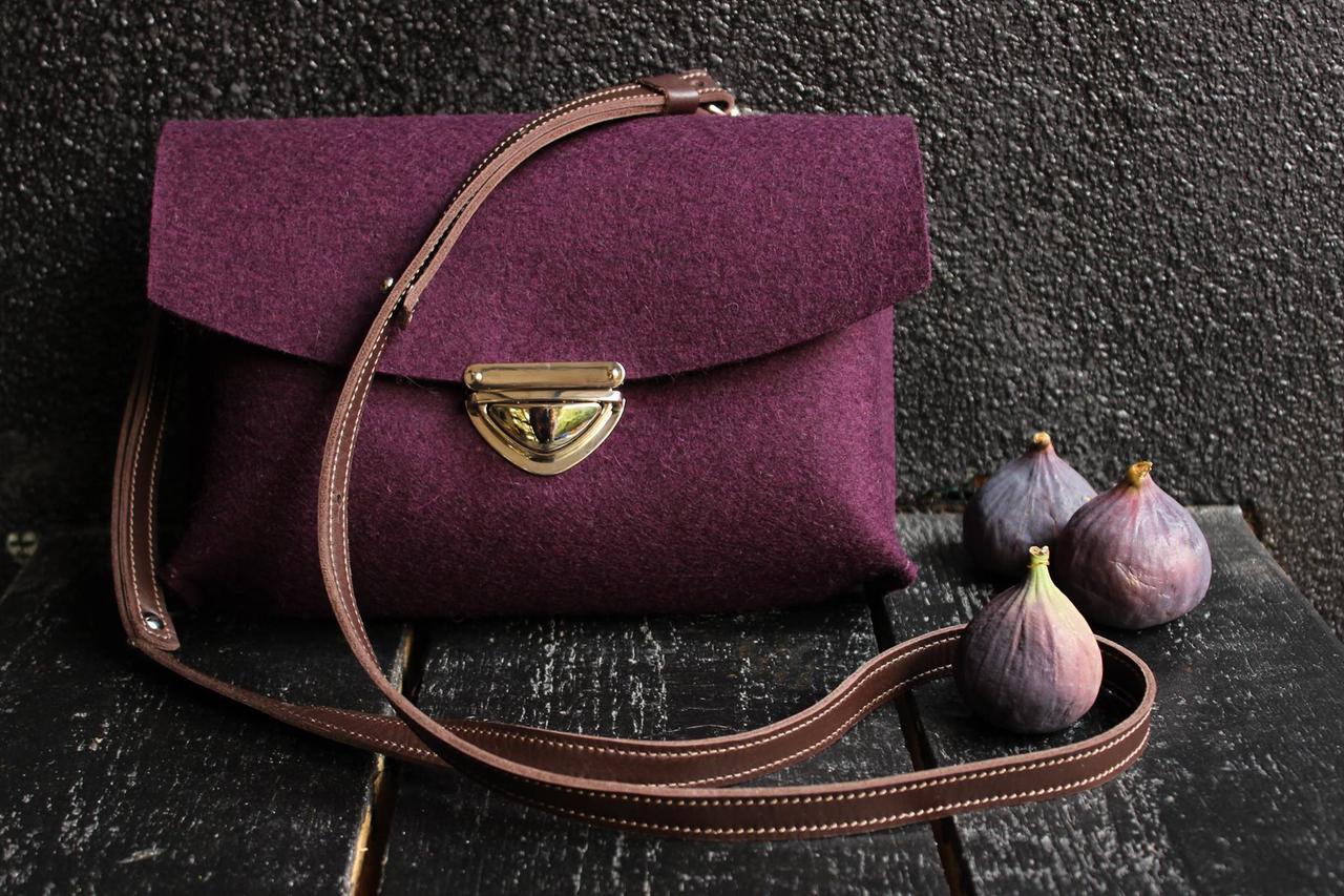 

Жіноча сумка з фетру "Іndividual5" сумка ручної роботи від української майстерні PalMar, сумка с войлока, Фиолетовый