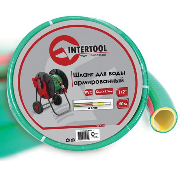 

Шланг для воды 4-х слойный 1/2", 50м, армированный, PVC INTERTOOL GE-4106