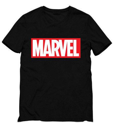 Футболка Marvel черная с логотипом, унисекс (мужская, женская, детская