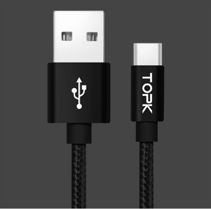 Кабель TOPK Nylon AN01 USB Type-C 1.2m - Black
