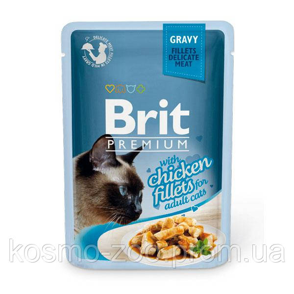 Влажный корм Брит Премиум (Brit Premium), Кусочки из куриного филе в соусе, 85 гр. 24 шт./уп.