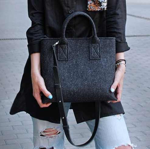 

Жіноча сумка з фетру "Lady2" сумка ручної роботи від української майстерні PalMar, сумка с войлока, Темно-серый