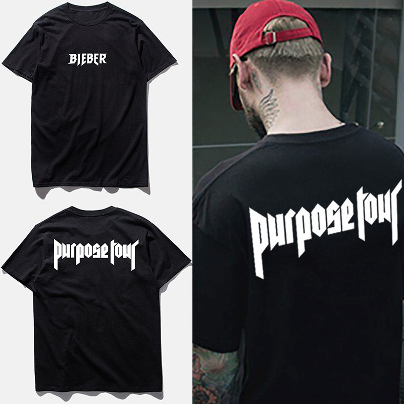 

Футболка Purpose Tour Bieber черная с логотипом мужская, женская, детская