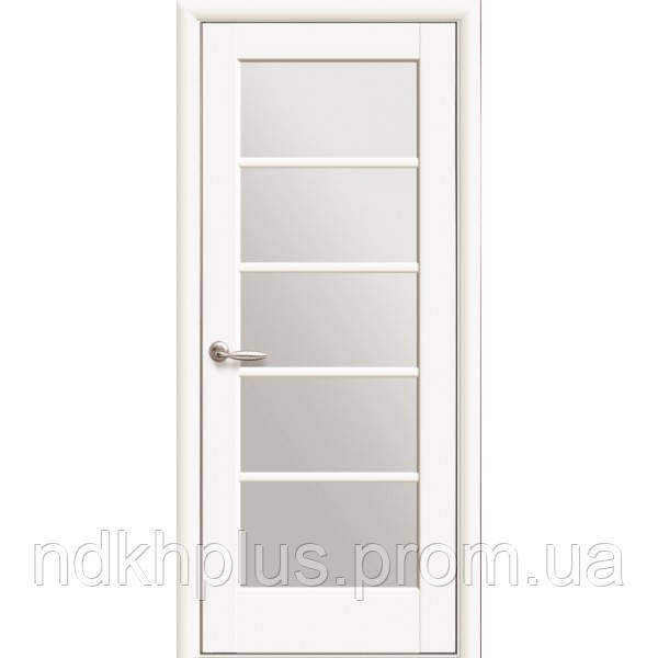 Двери межкомнатные Муза белый матовый со стеклом сатин