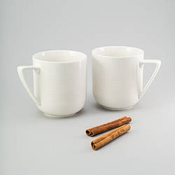 Набір керамічних білих чашок для чаю і кави на 350 мл 2од. каприз
