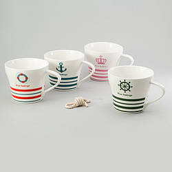 Набір керамічних чашок для чаю на 250 мл 4ед. "sailor"