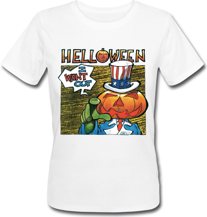 

Женская футболка Helloween - I Want Out (белая, Черный