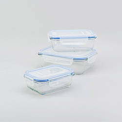 Стеклянные контейнеры для еды набор 3 в 1