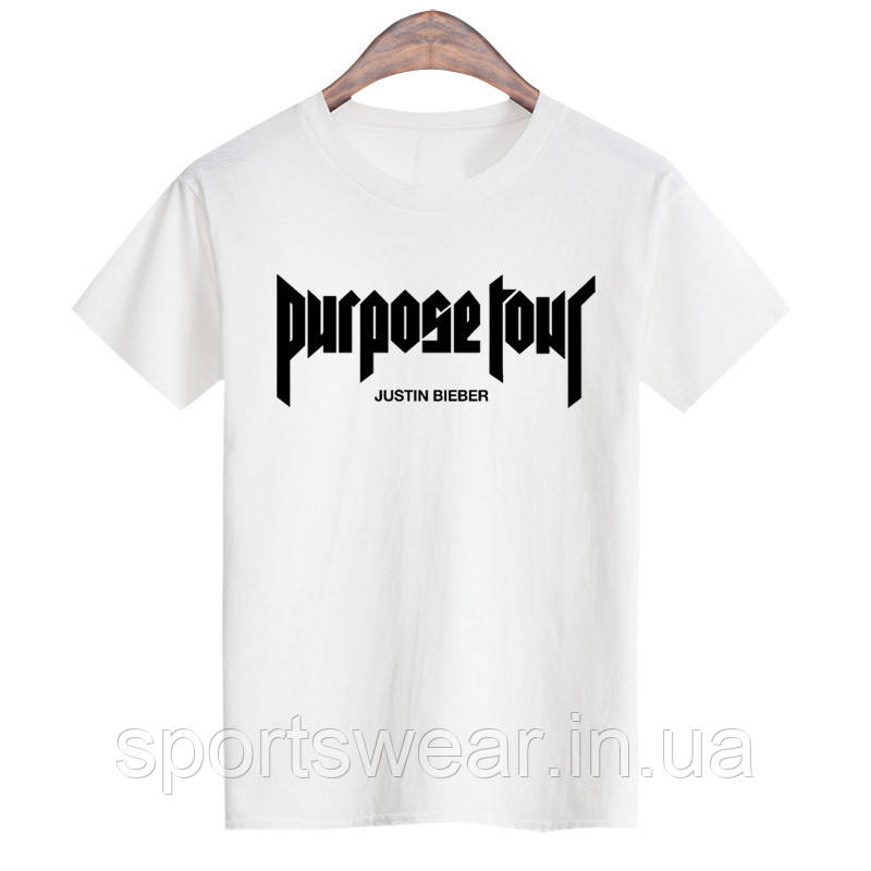 

Футболка Purpose The World Tour белая с логотипом мужская, женская, детская "" В стиле Purpose World Tour ""