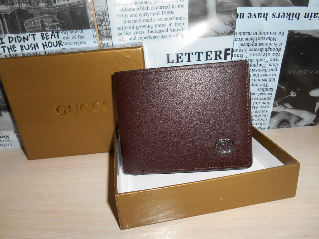 Мужской кошелек, портмоне, бумажник Gucci, кожа, Италия
