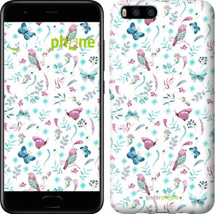 

Чехол на Xiaomi Mi Note 3 Бабочки и птички "3371u-978-571", Белый