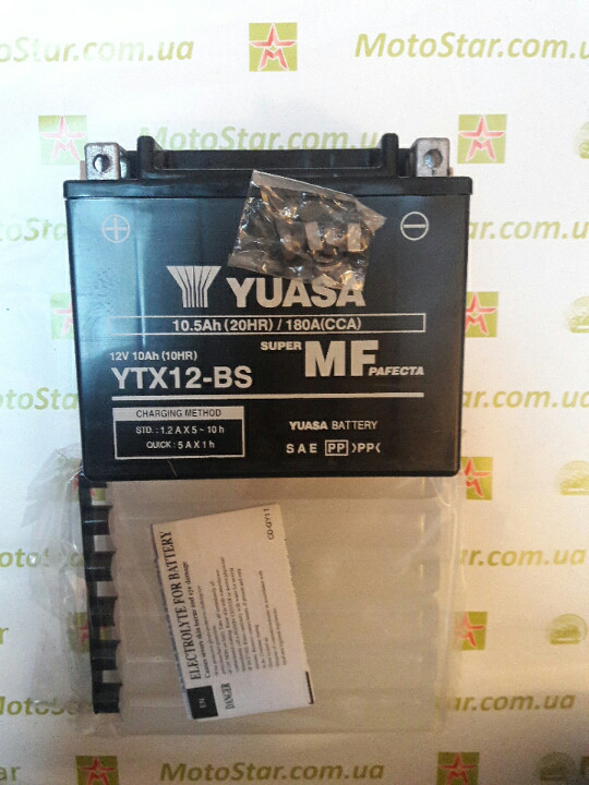 

YUASA YTX12-BS Мотоаккумулятор 10ампер,180 А, (+/-), 150х87х130 мм