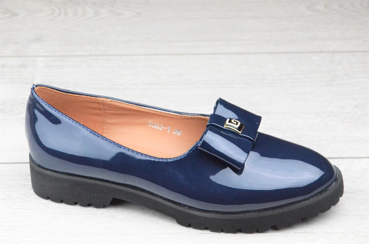 Женские туфли лаковые синие  ( код 8836 ) - жіночі туфлі лакові сині 4