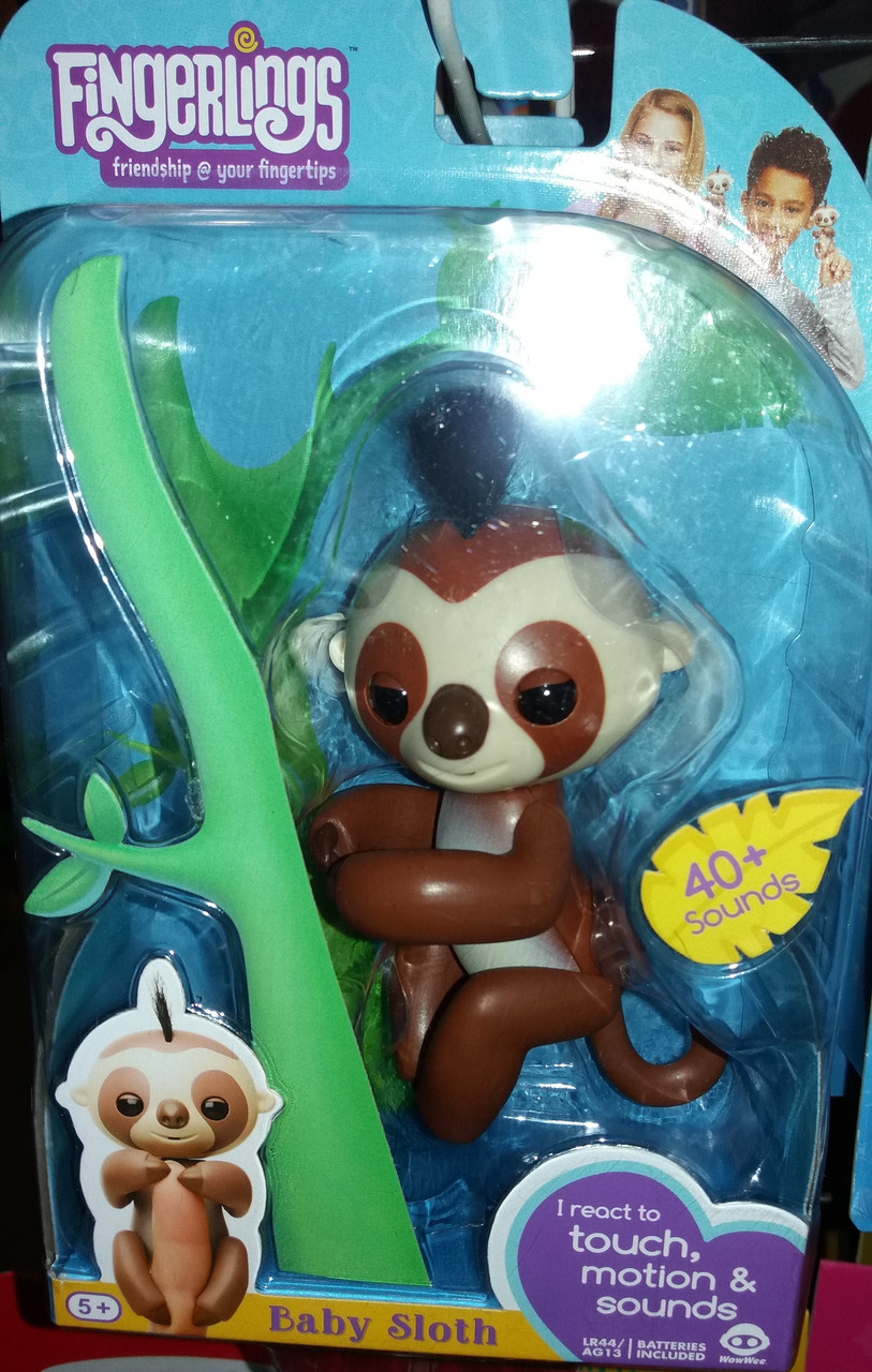 

WowWee Fingerlings Интерактивный ручной ленивец Кингсли Kingsley Baby Sloth Puppet Interactive Оригинал! 3751, Разноцветный