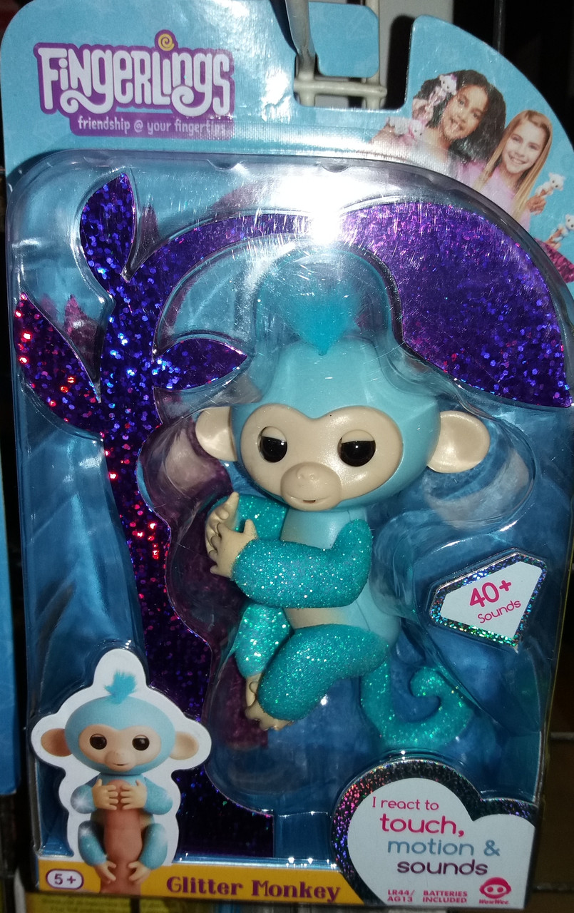 

Интерактивная блестящая ручная обезьянка Амелия WowWee Fingerlings Glitter Baby Monkey Amelia Оригинал! 3761, Разноцветный